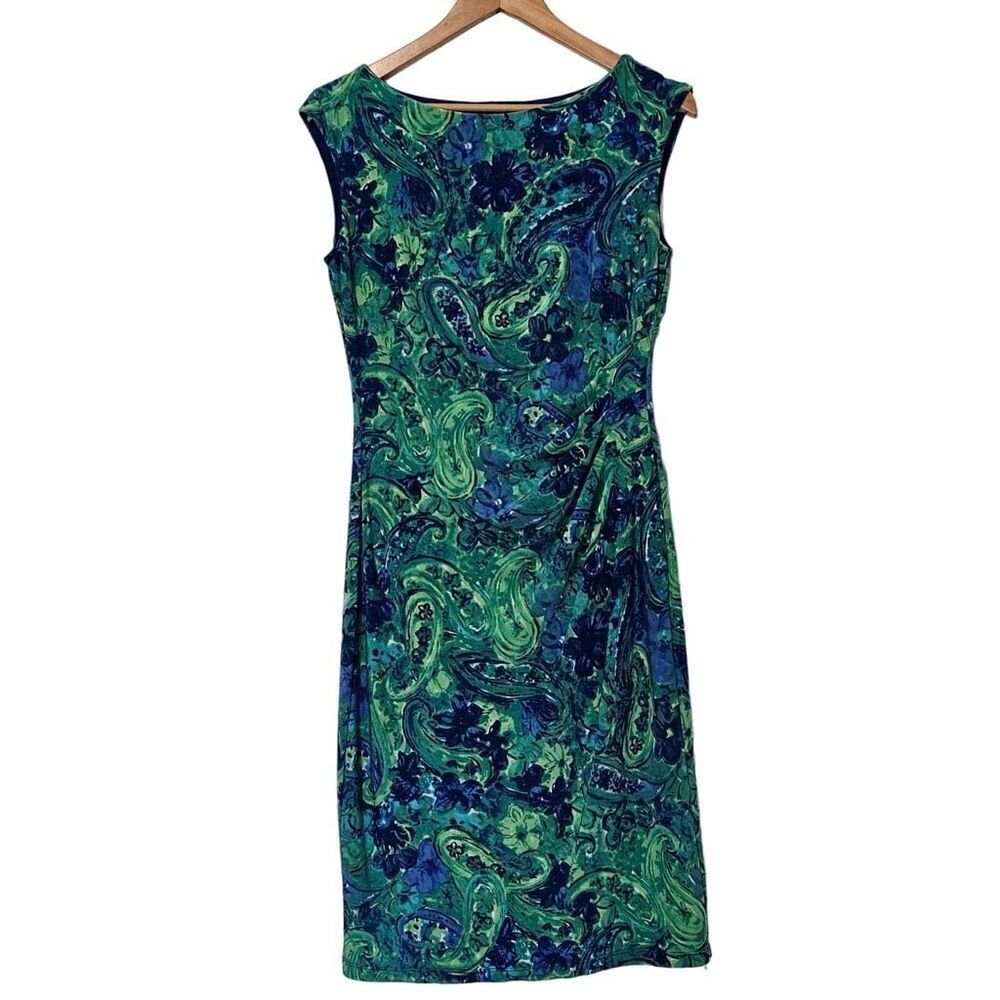 Lauren Ralph Lauren Women’s 4 Pleated Knee Length Dress Multicolor Sleeveless